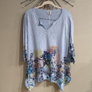 Inoah Women's Large Top Tunic Art To Wear Artsy Asymmetrical Bottom